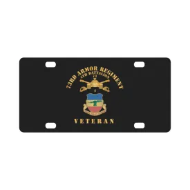 4th Battalion 73rd Armor Regiment - Veteran W DUI wo At War - Br X 300 Classic License Plate