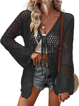 AI'MAGE Womens Kimono Beach Cover Up Crochet Swimsuit Coverups Summer Loose Knit Cardigans Causal Blouse Tops Swimwear S-XXL