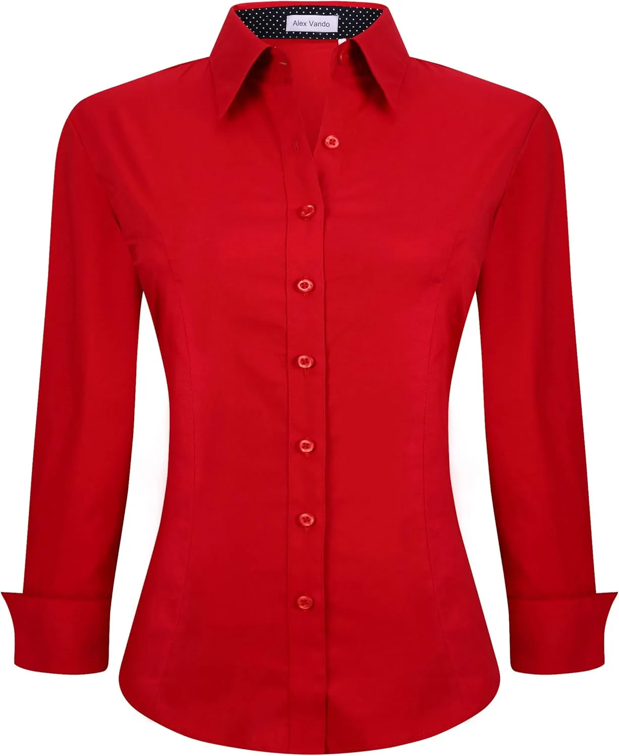 Alex Vando Womens Dress Shirts Wrinkle Free Regular Fit Long Sleeve Stretch Work Shirt