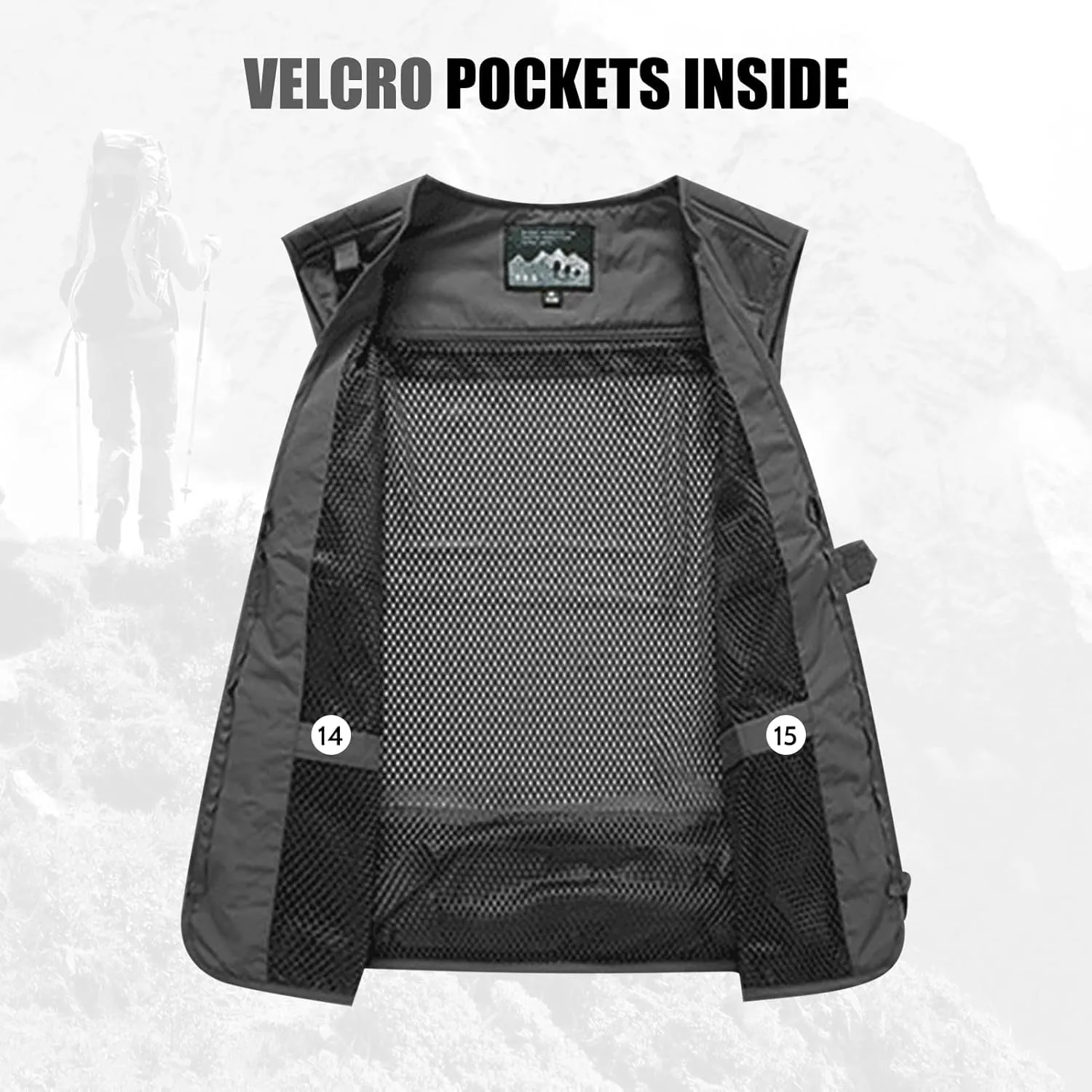 AOTORR Mens Outdoor Work Safari Cargo Photo Travel Fishing Vests for Men with Multi-pockets
