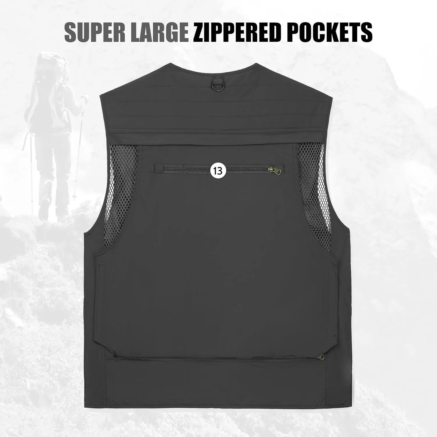 AOTORR Mens Outdoor Work Safari Cargo Photo Travel Fishing Vests for Men with Multi-pockets