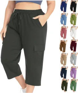 Cargo Pants Women Plus Size Stretch Loose Fit Casual Capris Summer Lightweight Quick Dry Travel Outdoor Hiking Pants