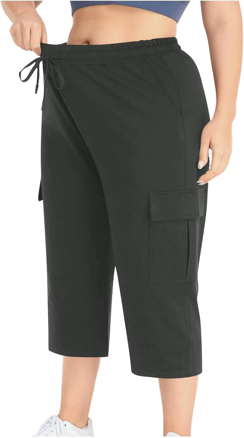 Cargo Pants Women Plus Size Stretch Loose Fit Casual Capris Summer Lightweight Quick Dry Travel Outdoor Hiking Pants