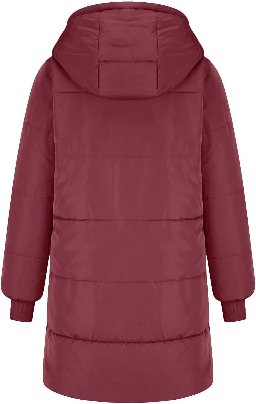 Dademeo Women's Puffer Parka Jacket Thicken Sherpa Fleece Lined Hooded Warm Coat with Pockets 2024 Winter Fashion Clothes