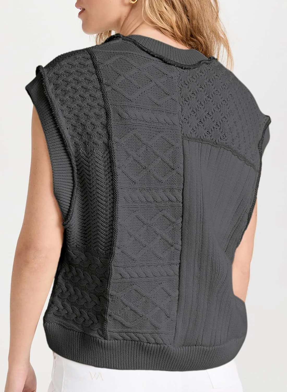 EVALESS Women's Sweater Vests Summer Cap Sleeve Crewneck Sleeveless Knitted Crochet Tops Trendy 2025