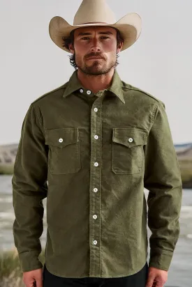 Freenote Cloth - Scout Sportsman Shirt in Moleskin Olive