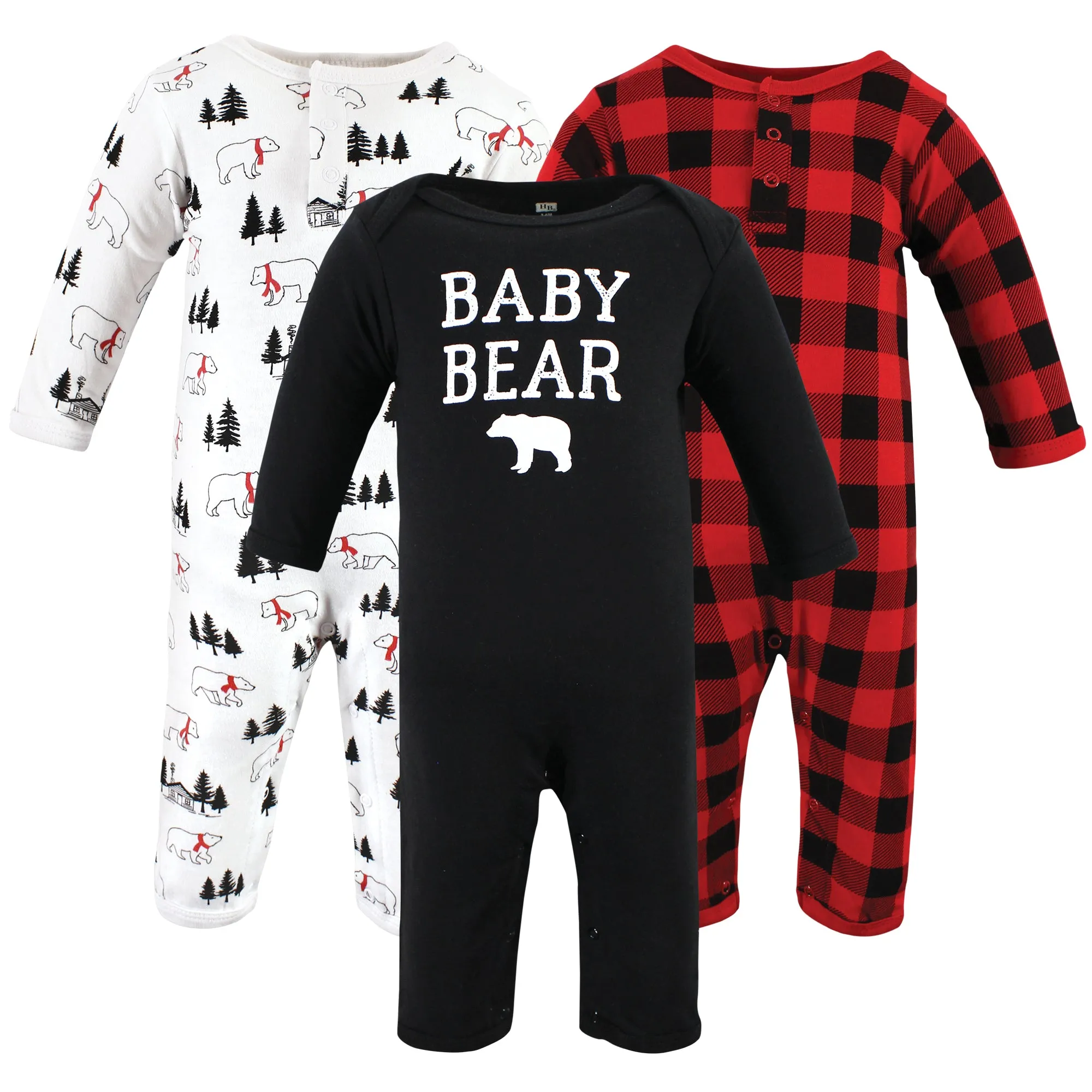 Hudson Baby Cotton Coveralls, Buffalo Plaid Bear