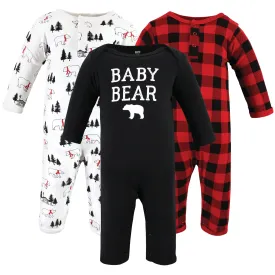 Hudson Baby Cotton Coveralls, Buffalo Plaid Bear