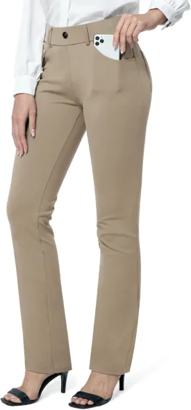 M MOTEEPI Yoga Dress Pants for Women 31''/29''/33'' High Waisted Pull on Work Pants Business Slacks