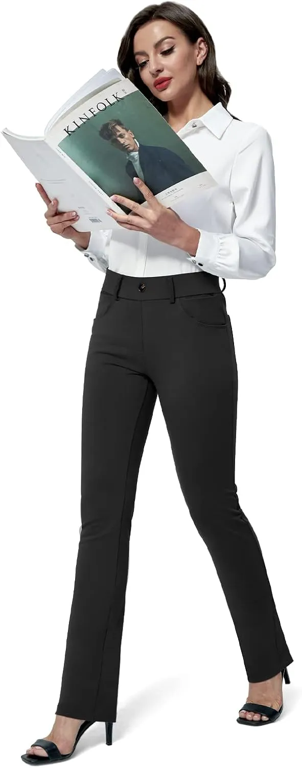 M MOTEEPI Yoga Dress Pants for Women 31''/29''/33'' High Waisted Pull on Work Pants Business Slacks