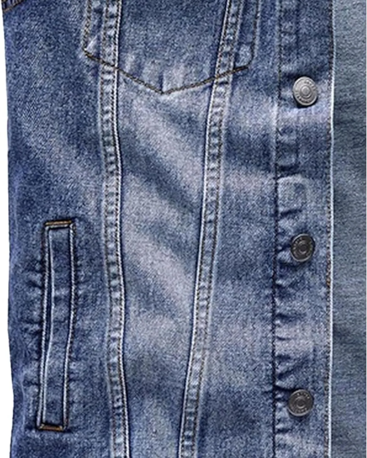 Men's Multi Pocket Denim Vest Trucker Sleeveless Jean Outerwear Casual Vintage Button Cowboy Vests