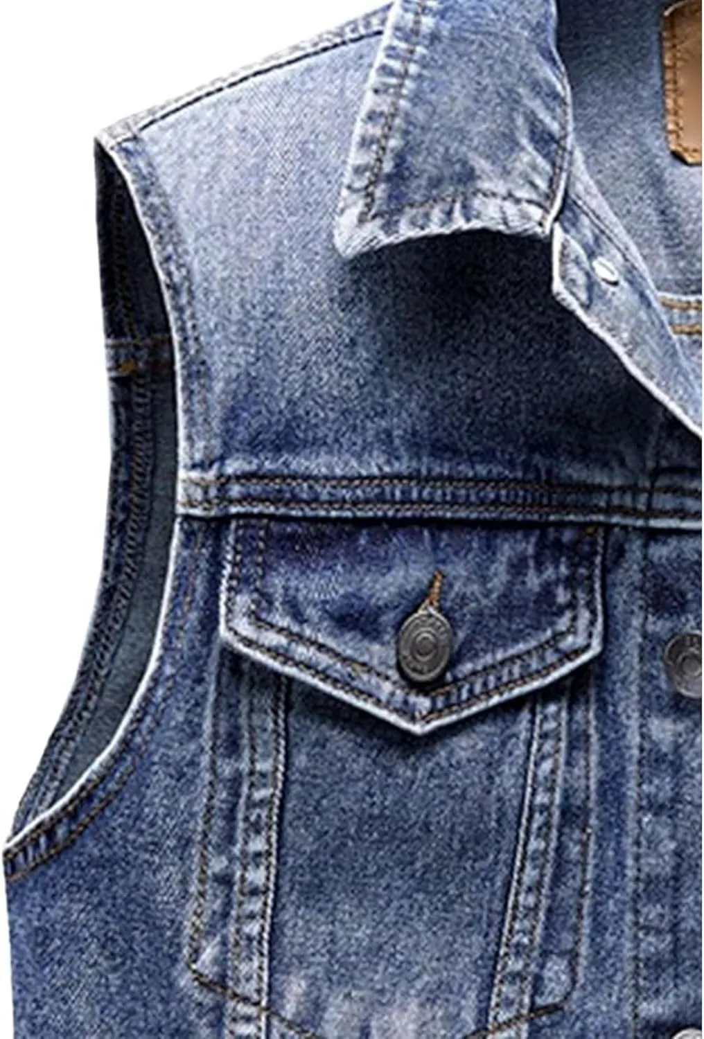 Men's Multi Pocket Denim Vest Trucker Sleeveless Jean Outerwear Casual Vintage Button Cowboy Vests