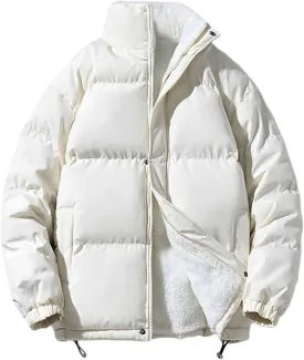Mens Puffer Jacket Stand Collar Quilted Coat Zip up Padded Coat Insulated Down Jacket Warm Winter Jacket Thermal Coats