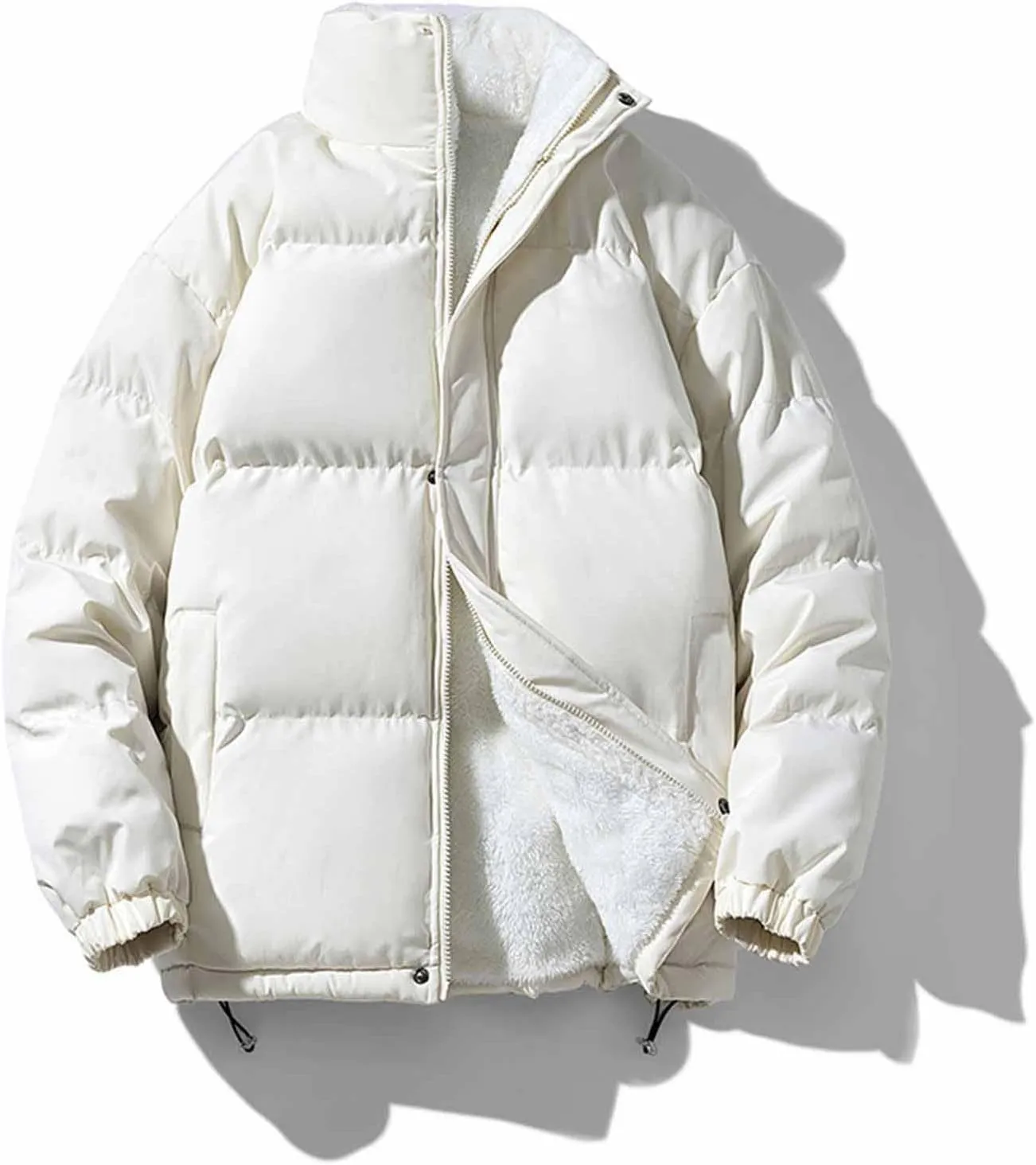 Mens Puffer Jacket Stand Collar Quilted Coat Zip up Padded Coat Insulated Down Jacket Warm Winter Jacket Thermal Coats