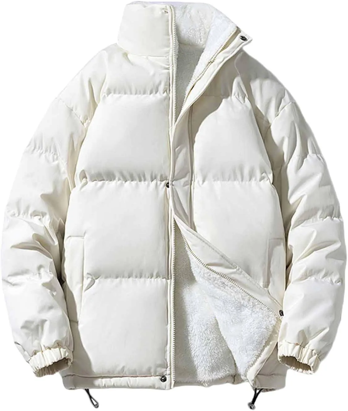 Mens Puffer Jacket Stand Collar Quilted Coat Zip up Padded Coat Insulated Down Jacket Warm Winter Jacket Thermal Coats