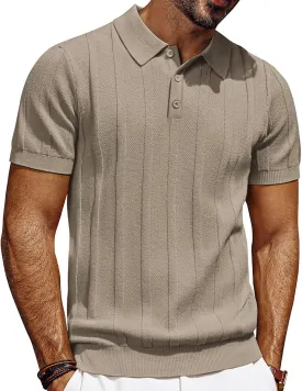 PJ PAUL JONES Mens Polo Shirts Short Sleeve Textured Knit Polo Shirt Ribbed Casual Golf Shirts