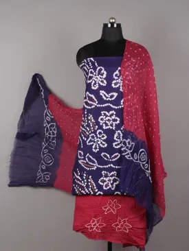 Purple Maroon White Hand Tie & Dye Bandhej Suit Salwar Dupatta (Set of 3) With Hand Embroidery & Mirror Work - S16281244