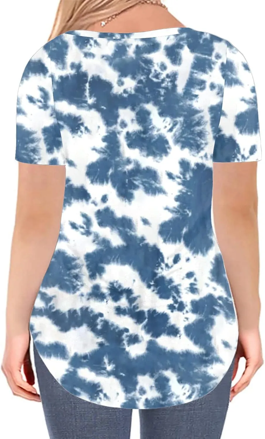ROSRISS Plus Size Tops for Women Casual Summer T Shirts V Neck Short Sleeve Tunics