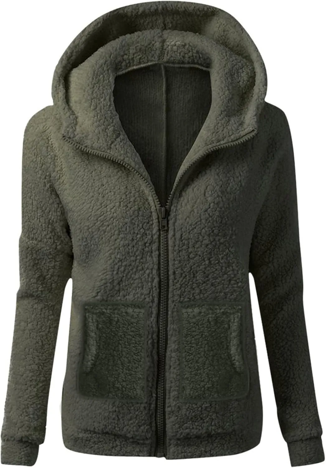 Sherpa Jacket Women Lightweight Fleece Zip Up Hoodie Jackets Casual Cozy Soft Fluffy Fuzzy Sweater Coats with Pockets