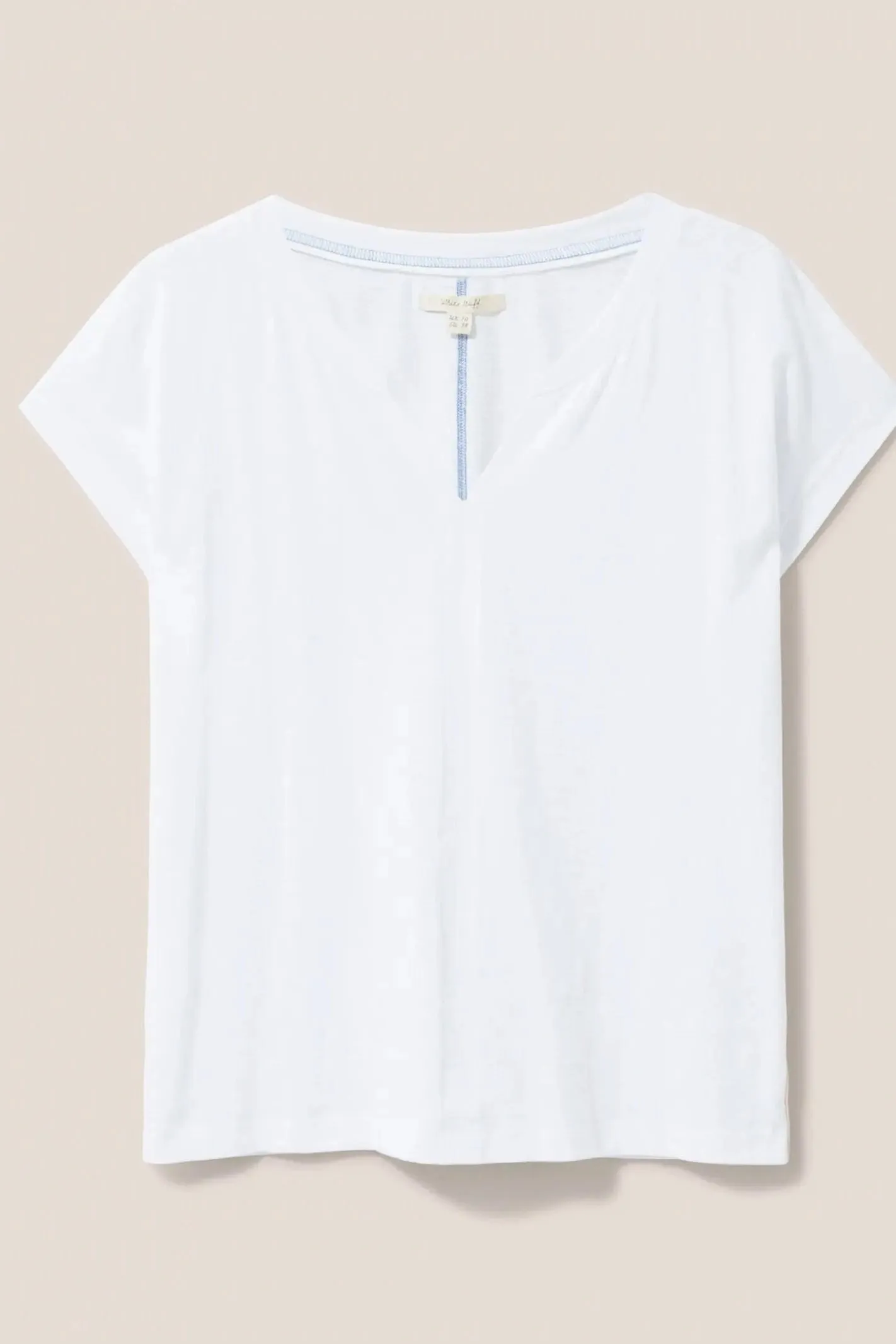 White Stuff Nelly Notch Neck Tee in Nat White