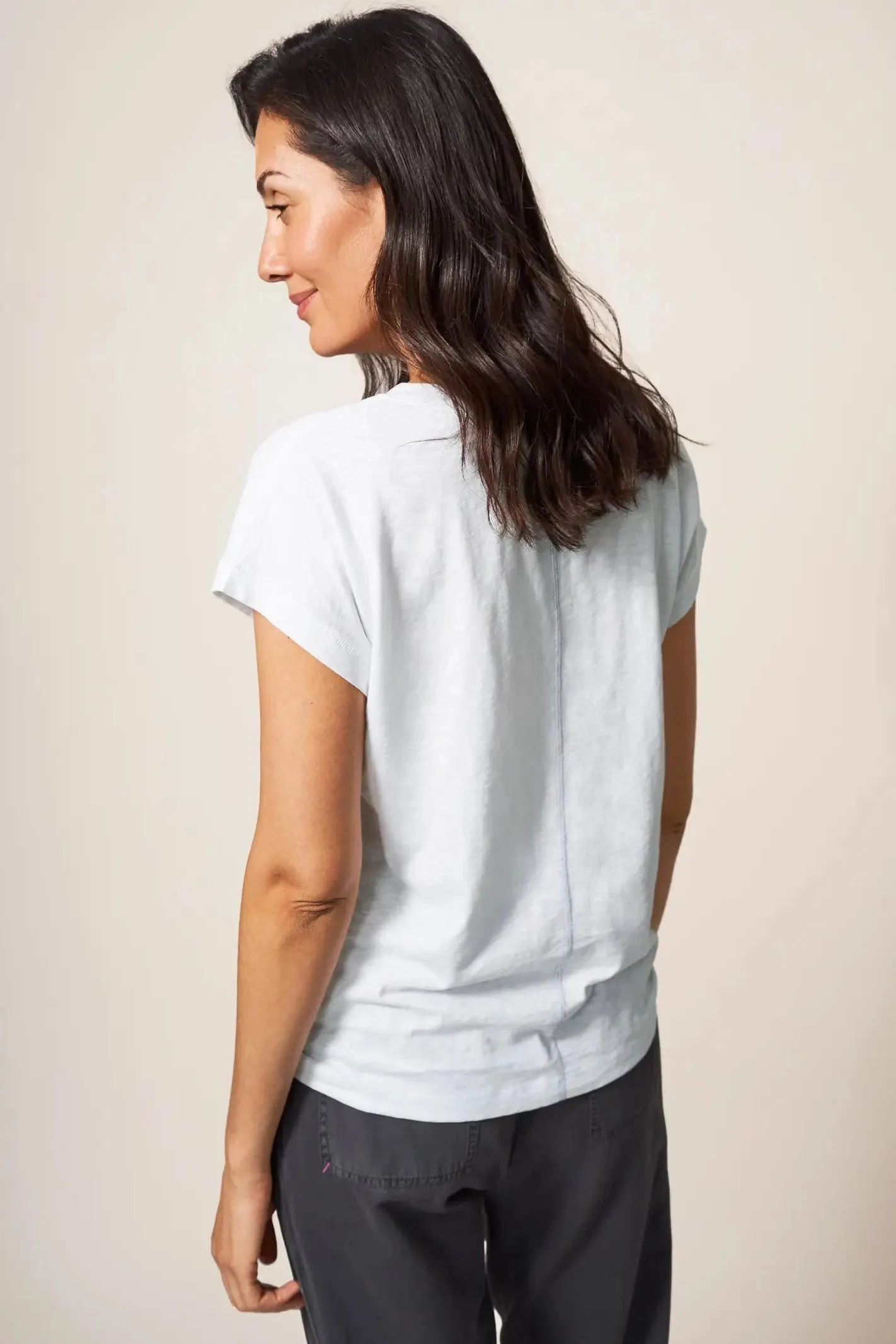 White Stuff Nelly Notch Neck Tee in Nat White