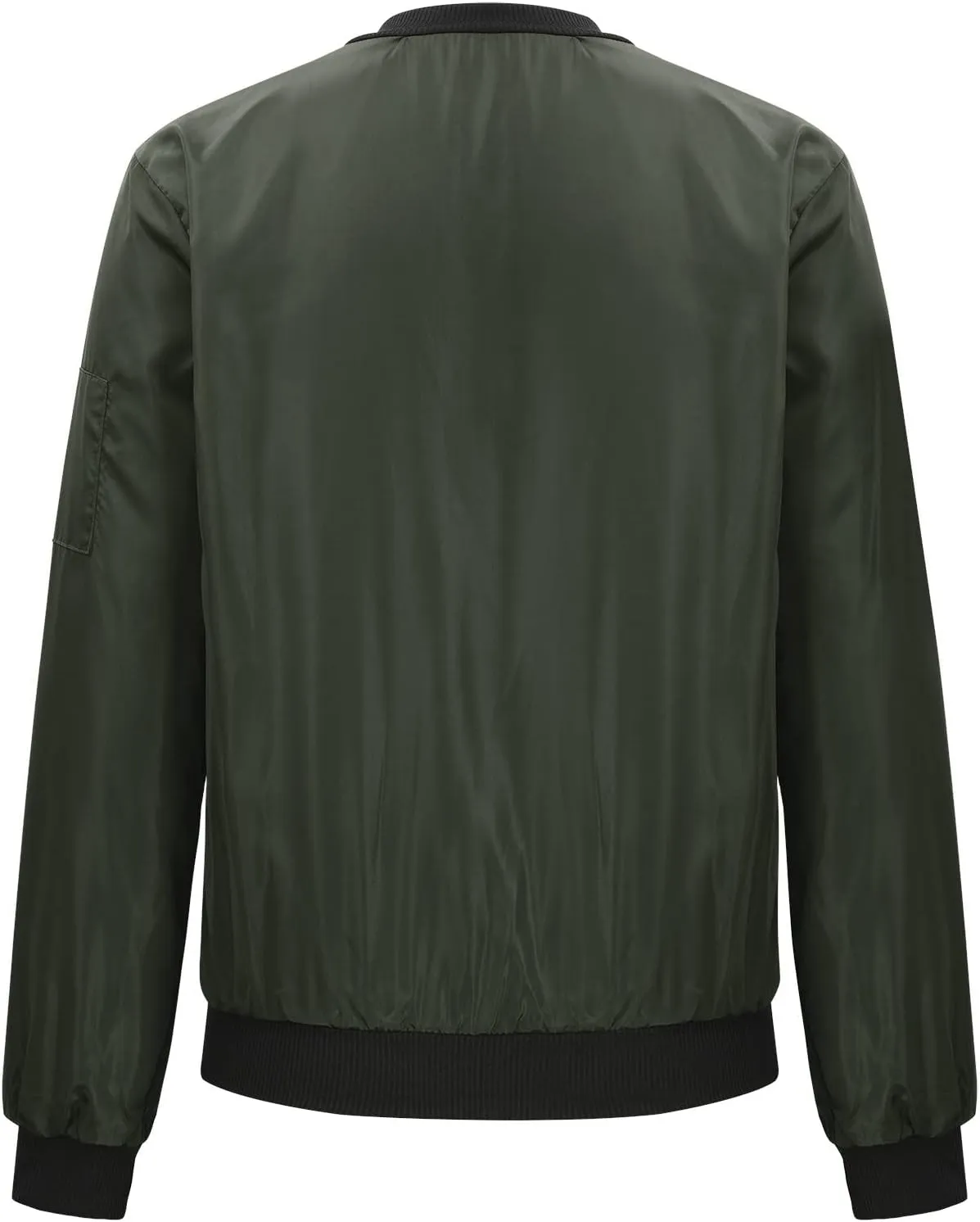 Women's Bomber Jacket 2024 Casual Fall Coats Fashion Zip Up Long Sleeve Outerwear Windbreaker with Pockets, Large
